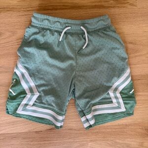 Nike Air Jordan Green Athletic Shorts with White Stripes